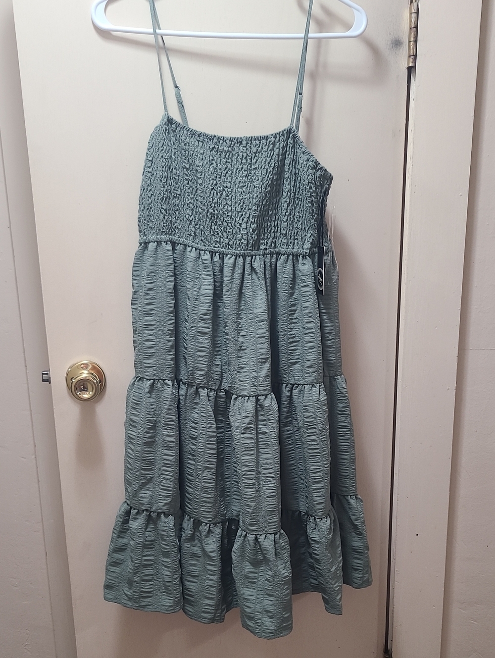 Liberty Love Olive Green Tiered Smocked Dress